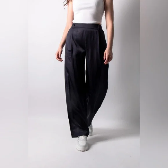 VINCE Silk-Blend High-Waist Pull-On Pants - Picture 6 of 14